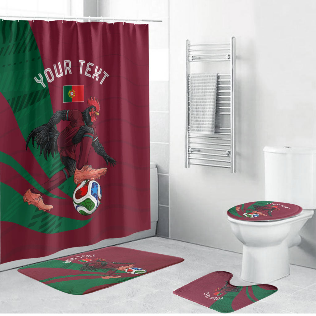 Personalized Portugal Football Selecao Das Quinas Bathroom Set Iconic Soccer Player Illustration With Portugal Flag