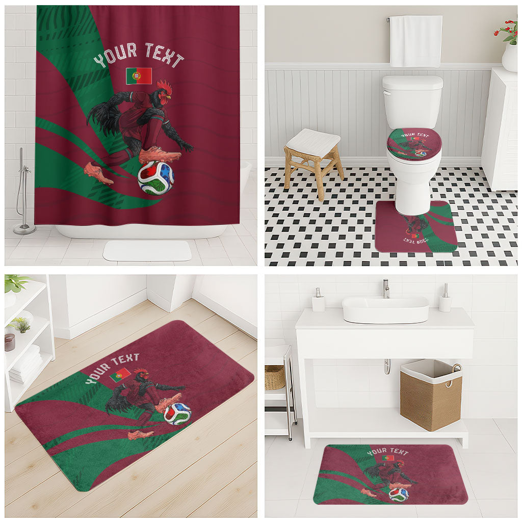 Personalized Portugal Football Selecao Das Quinas Bathroom Set Iconic Soccer Player Illustration With Portugal Flag