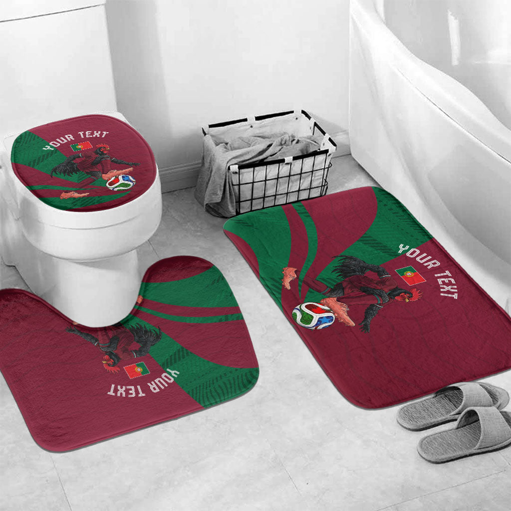Personalized Portugal Football Selecao Das Quinas Bathroom Set Iconic Soccer Player Illustration With Portugal Flag