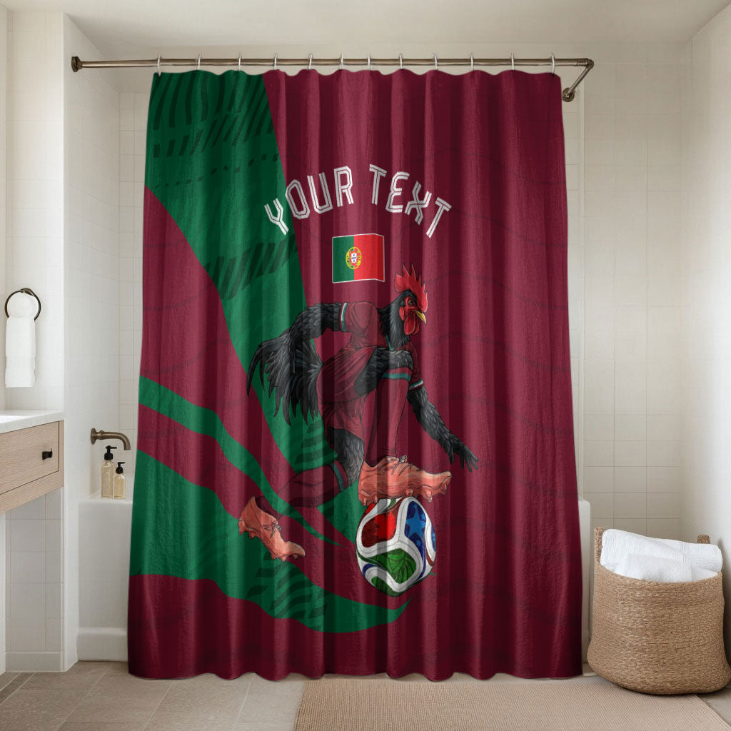 Personalized Portugal Football Selecao Das Quinas Bathroom Set Iconic Soccer Player Illustration With Portugal Flag