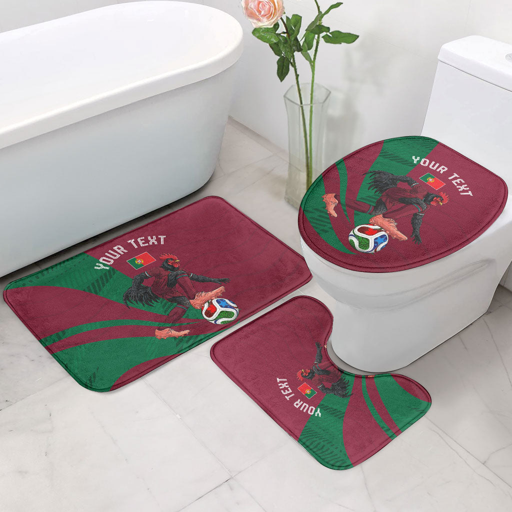 Personalized Portugal Football Selecao Das Quinas Bathroom Set Iconic Soccer Player Illustration With Portugal Flag