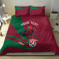 Personalized Portugal Football Selecao Das Quinas Bedding Set Iconic Soccer Player Illustration With Portugal Flag
