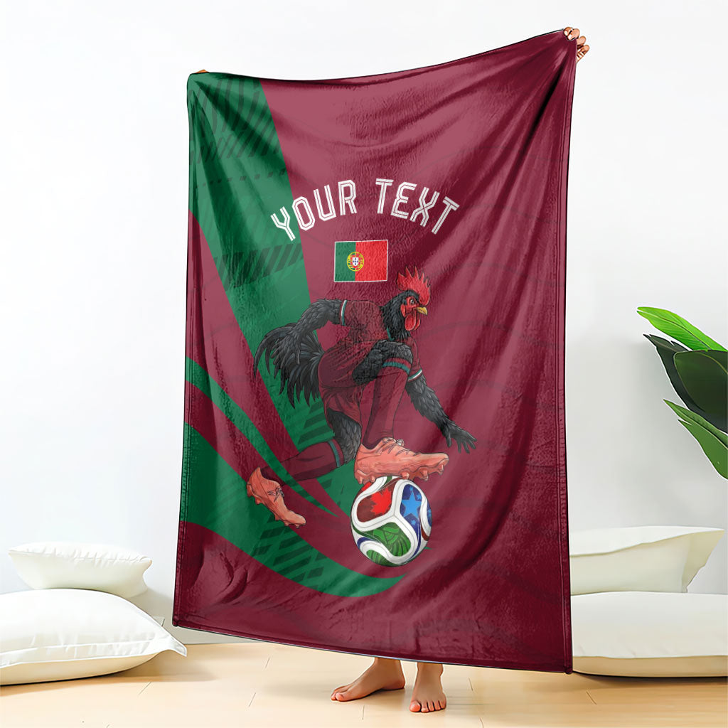 Personalized Portugal Football Selecao Das Quinas Blanket Iconic Soccer Player Illustration With Portugal Flag