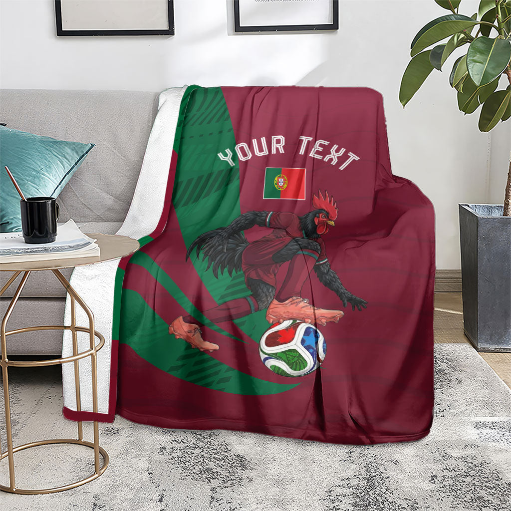 Personalized Portugal Football Selecao Das Quinas Blanket Iconic Soccer Player Illustration With Portugal Flag