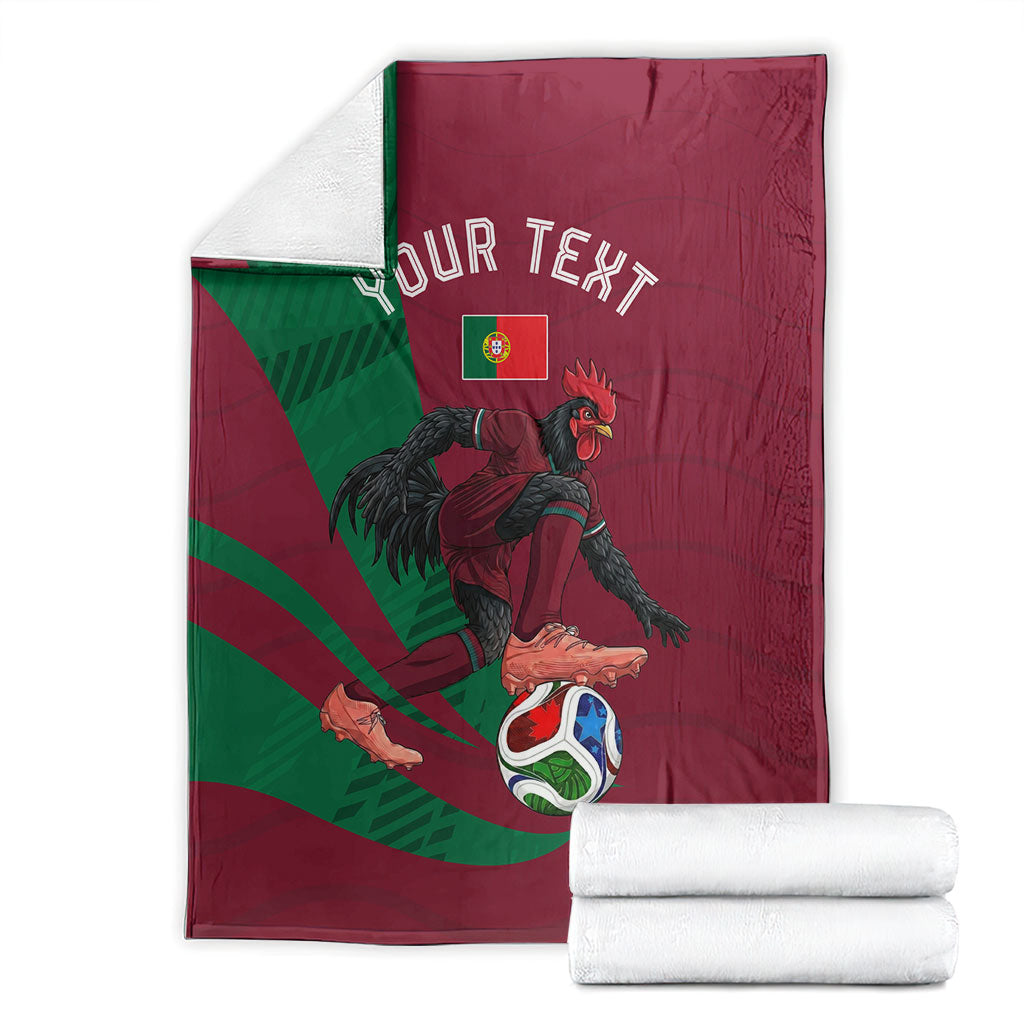 Personalized Portugal Football Selecao Das Quinas Blanket Iconic Soccer Player Illustration With Portugal Flag