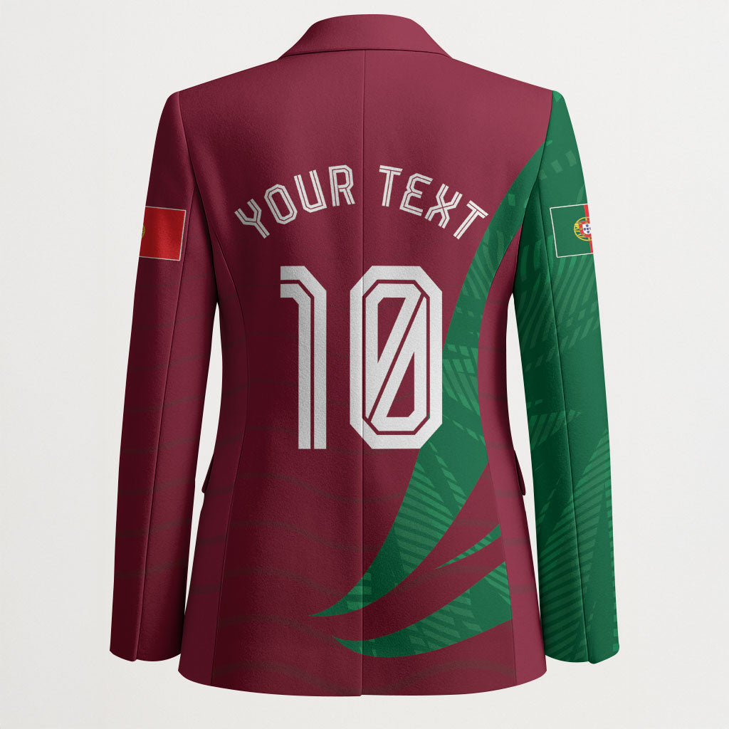 Personalized Portugal Football Selecao Das Quinas Blazer Iconic Soccer Player Illustration With Portugal Flag