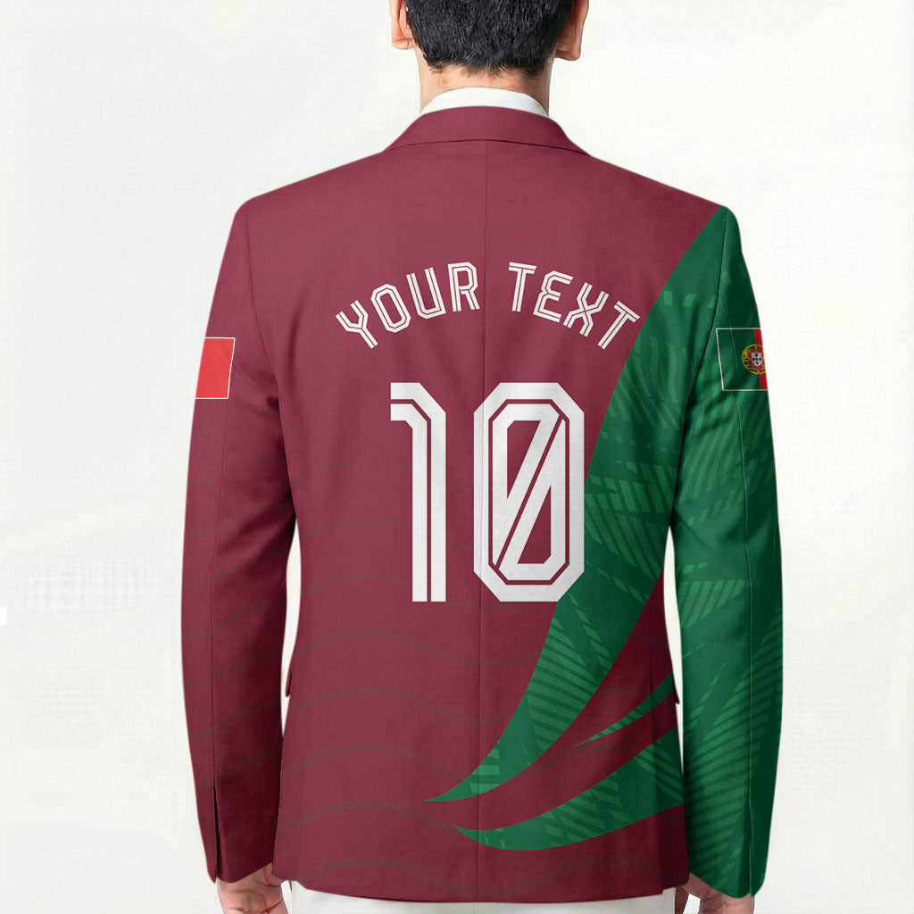 Personalized Portugal Football Selecao Das Quinas Blazer Iconic Soccer Player Illustration With Portugal Flag