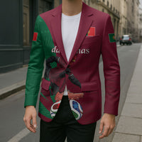 Personalized Portugal Football Selecao Das Quinas Blazer Iconic Soccer Player Illustration With Portugal Flag