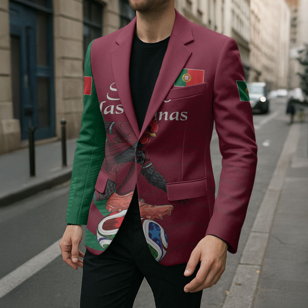 Personalized Portugal Football Selecao Das Quinas Blazer Iconic Soccer Player Illustration With Portugal Flag