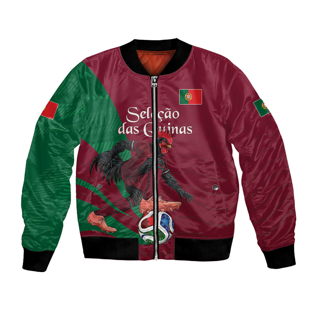 Personalized Portugal Football Selecao Das Quinas Bomber Jacket Iconic Soccer Player Illustration With Portugal Flag
