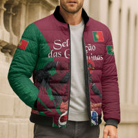 Personalized Portugal Football Selecao Das Quinas Bomber Puffer Jacket Iconic Soccer Player Illustration With Portugal Flag