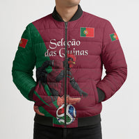 Personalized Portugal Football Selecao Das Quinas Bomber Puffer Jacket Iconic Soccer Player Illustration With Portugal Flag
