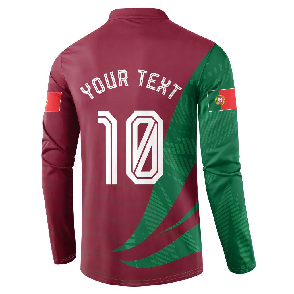 Personalized Portugal Football Selecao Das Quinas Button Sweatshirt Iconic Soccer Player Illustration With Portugal Flag