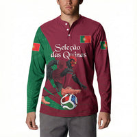 Personalized Portugal Football Selecao Das Quinas Button Sweatshirt Iconic Soccer Player Illustration With Portugal Flag