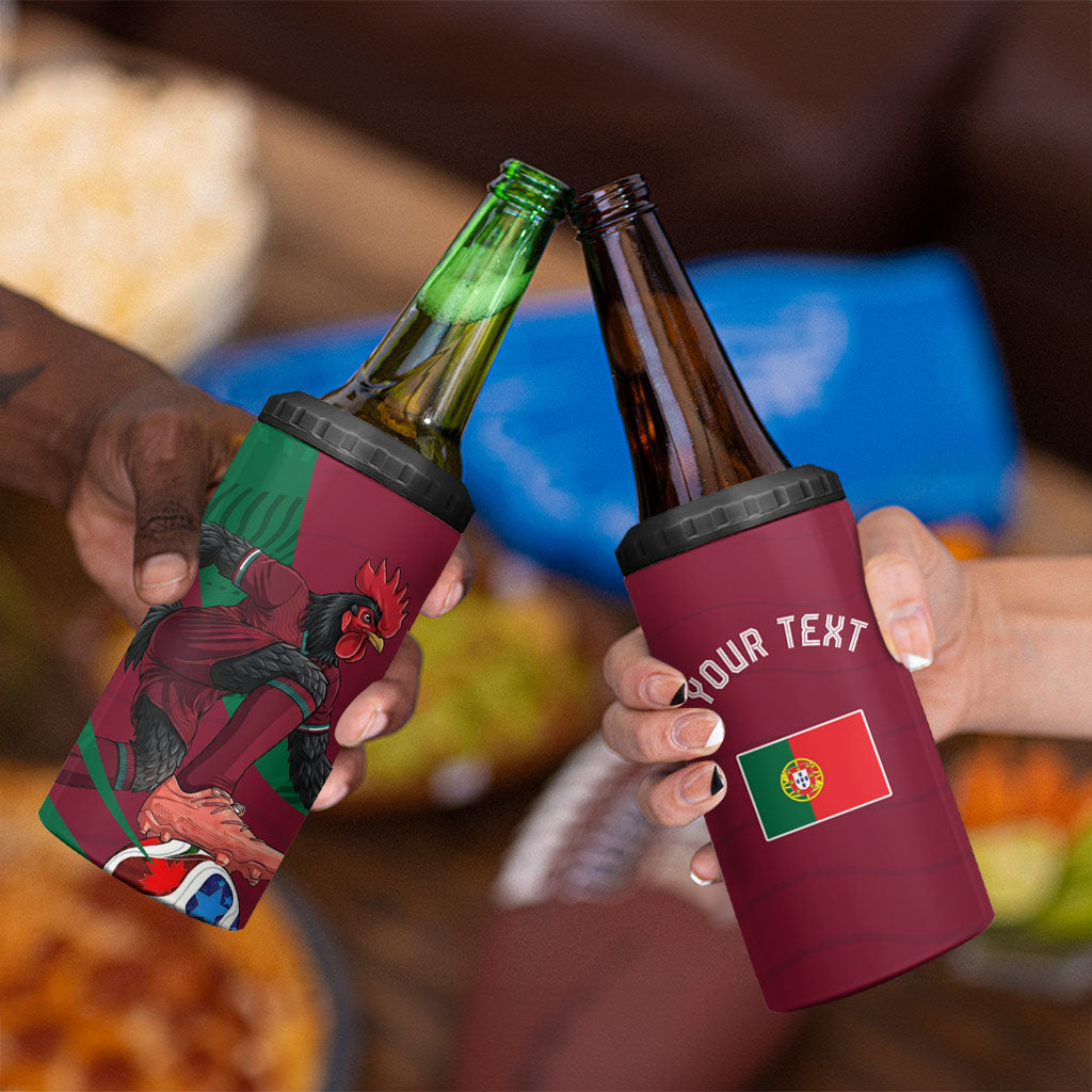 Personalized Portugal Football Selecao Das Quinas 4 in 1 Can Cooler Tumbler Iconic Soccer Player Illustration With Portugal Flag