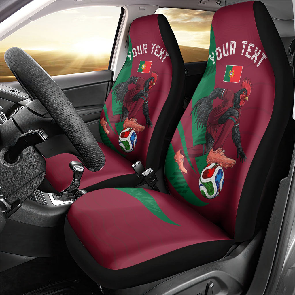Personalized Portugal Football Selecao Das Quinas Car Seat Cover Iconic Soccer Player Illustration With Portugal Flag