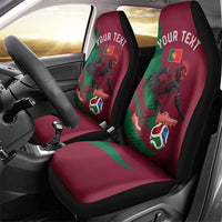 Personalized Portugal Football Selecao Das Quinas Car Seat Cover Iconic Soccer Player Illustration With Portugal Flag