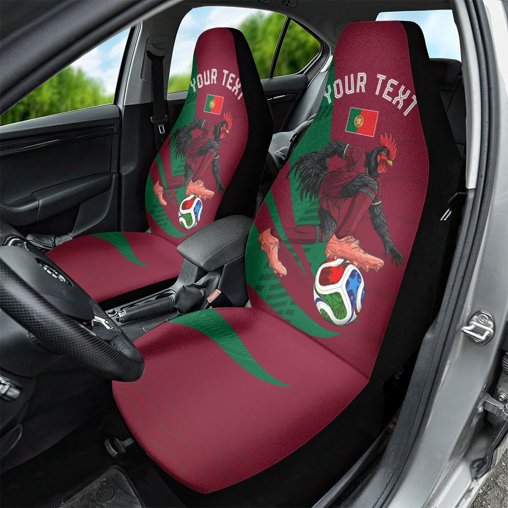 Personalized Portugal Football Selecao Das Quinas Car Seat Cover Iconic Soccer Player Illustration With Portugal Flag