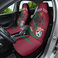 Personalized Portugal Football Selecao Das Quinas Car Seat Cover Iconic Soccer Player Illustration With Portugal Flag