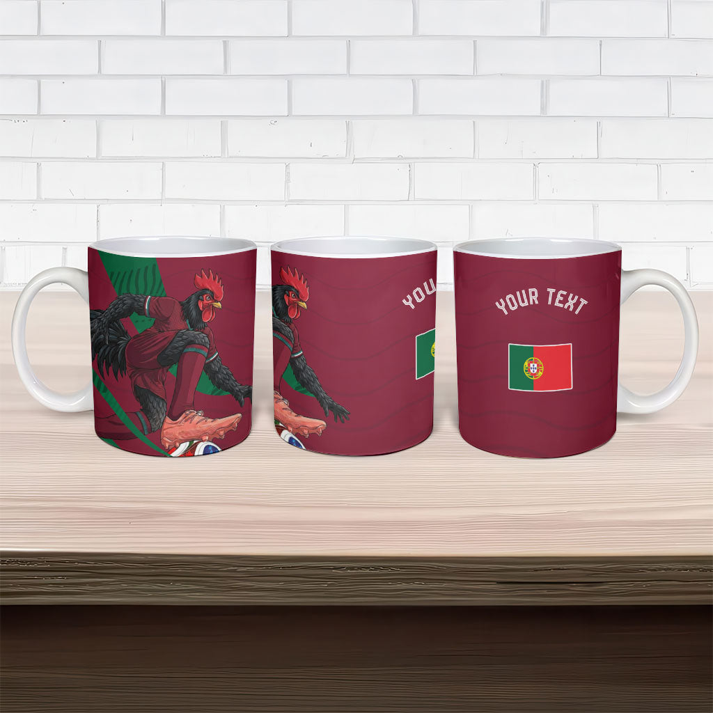 Personalized Portugal Football Selecao Das Quinas Ceramic Mug Iconic Soccer Player Illustration With Portugal Flag
