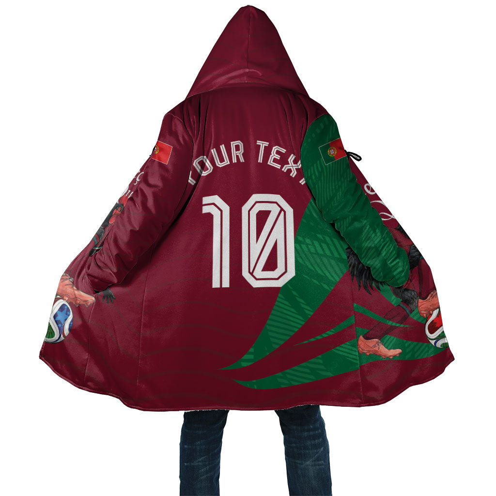 Personalized Portugal Football Selecao Das Quinas Cloak Iconic Soccer Player Illustration With Portugal Flag