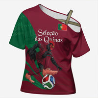 Personalized Portugal Football Selecao Das Quinas Cross Shoulder Shirt Iconic Soccer Player Illustration With Portugal Flag