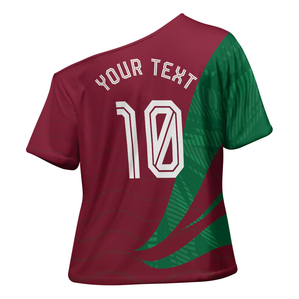 Personalized Portugal Football Selecao Das Quinas Cross Shoulder Shirt Iconic Soccer Player Illustration With Portugal Flag