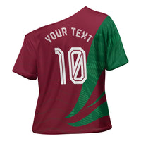 Personalized Portugal Football Selecao Das Quinas Cross Shoulder Shirt Iconic Soccer Player Illustration With Portugal Flag