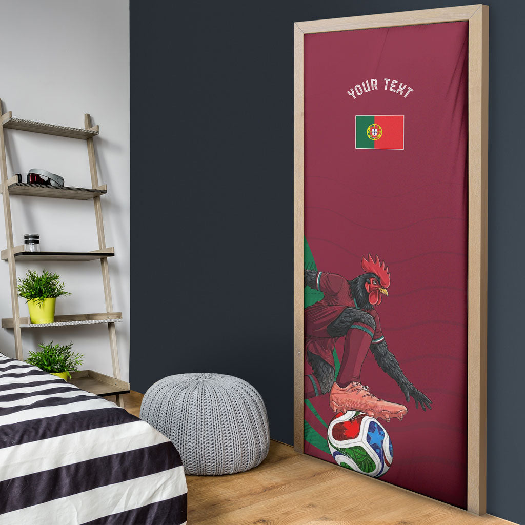 Personalized Portugal Football Selecao Das Quinas Door Cover Iconic Soccer Player Illustration With Portugal Flag