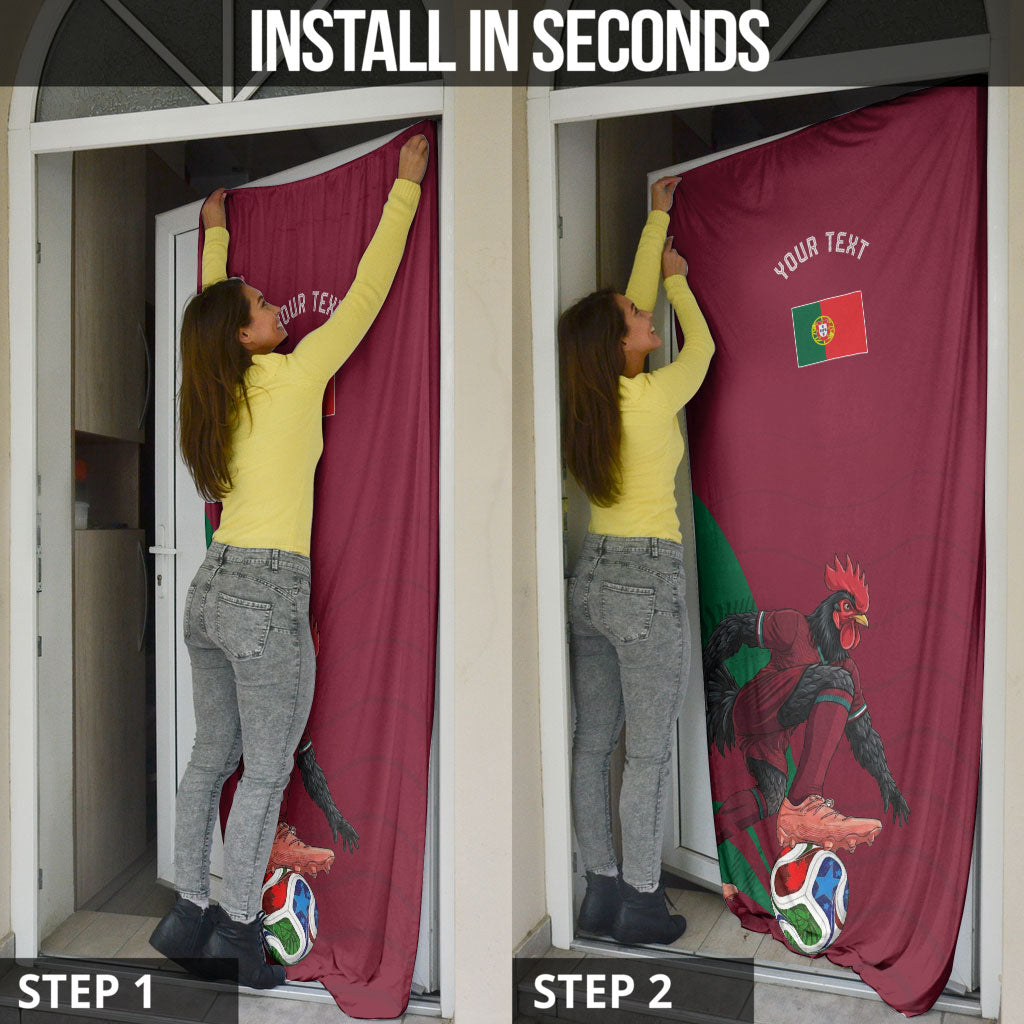 Personalized Portugal Football Selecao Das Quinas Door Cover Iconic Soccer Player Illustration With Portugal Flag
