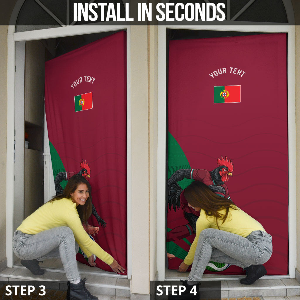 Personalized Portugal Football Selecao Das Quinas Door Cover Iconic Soccer Player Illustration With Portugal Flag