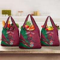 Personalized Portugal Football Selecao Das Quinas Grocery Bag Iconic Soccer Player Illustration With Portugal Flag