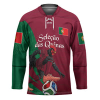 Personalized Portugal Football Selecao Das Quinas Hockey Jersey Iconic Soccer Player Illustration With Portugal Flag