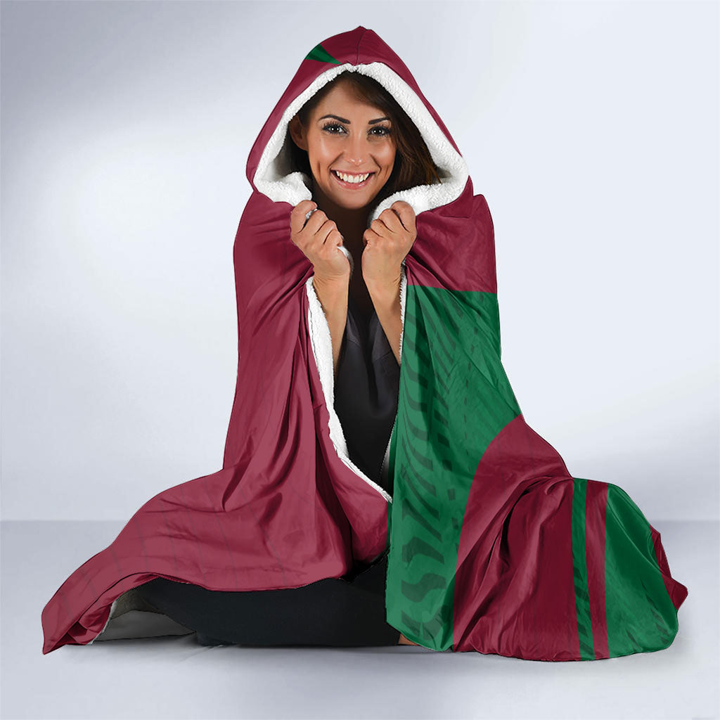Personalized Portugal Football Selecao Das Quinas Hooded Blanket Iconic Soccer Player Illustration With Portugal Flag