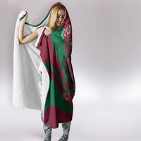 Personalized Portugal Football Selecao Das Quinas Hooded Blanket Iconic Soccer Player Illustration With Portugal Flag