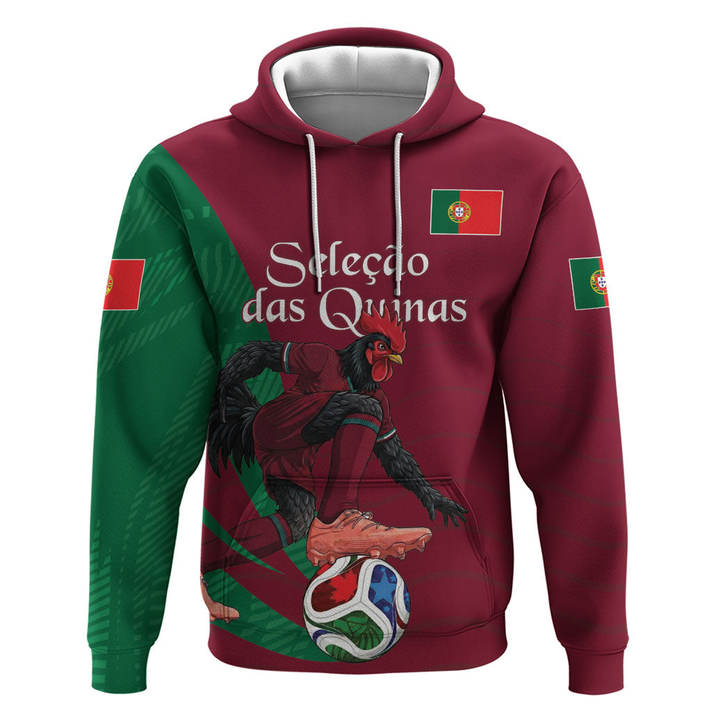 Personalized Portugal Football Selecao Das Quinas Hoodie Iconic Soccer Player Illustration With Portugal Flag