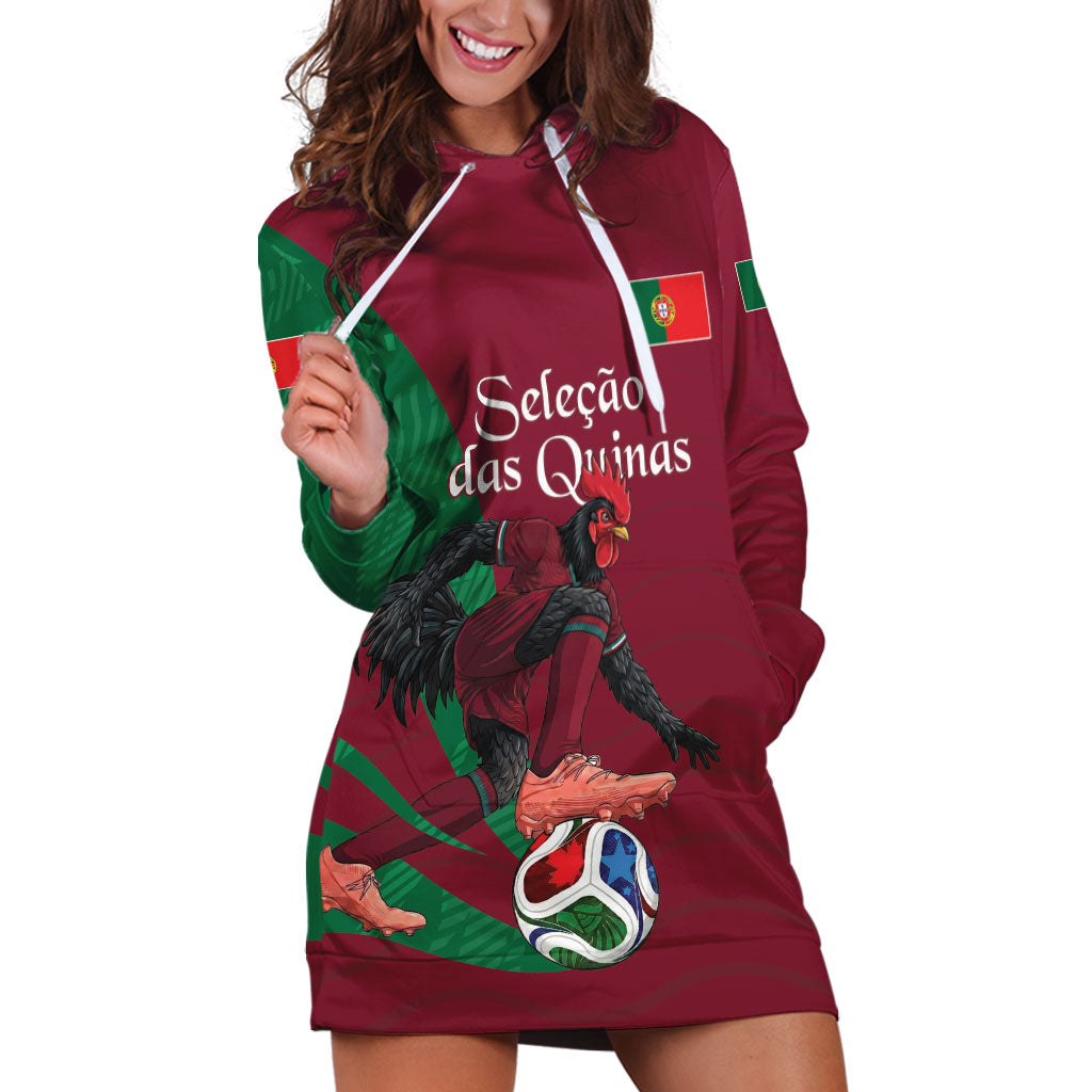 Personalized Portugal Football Selecao Das Quinas Hoodie Dress Iconic Soccer Player Illustration With Portugal Flag