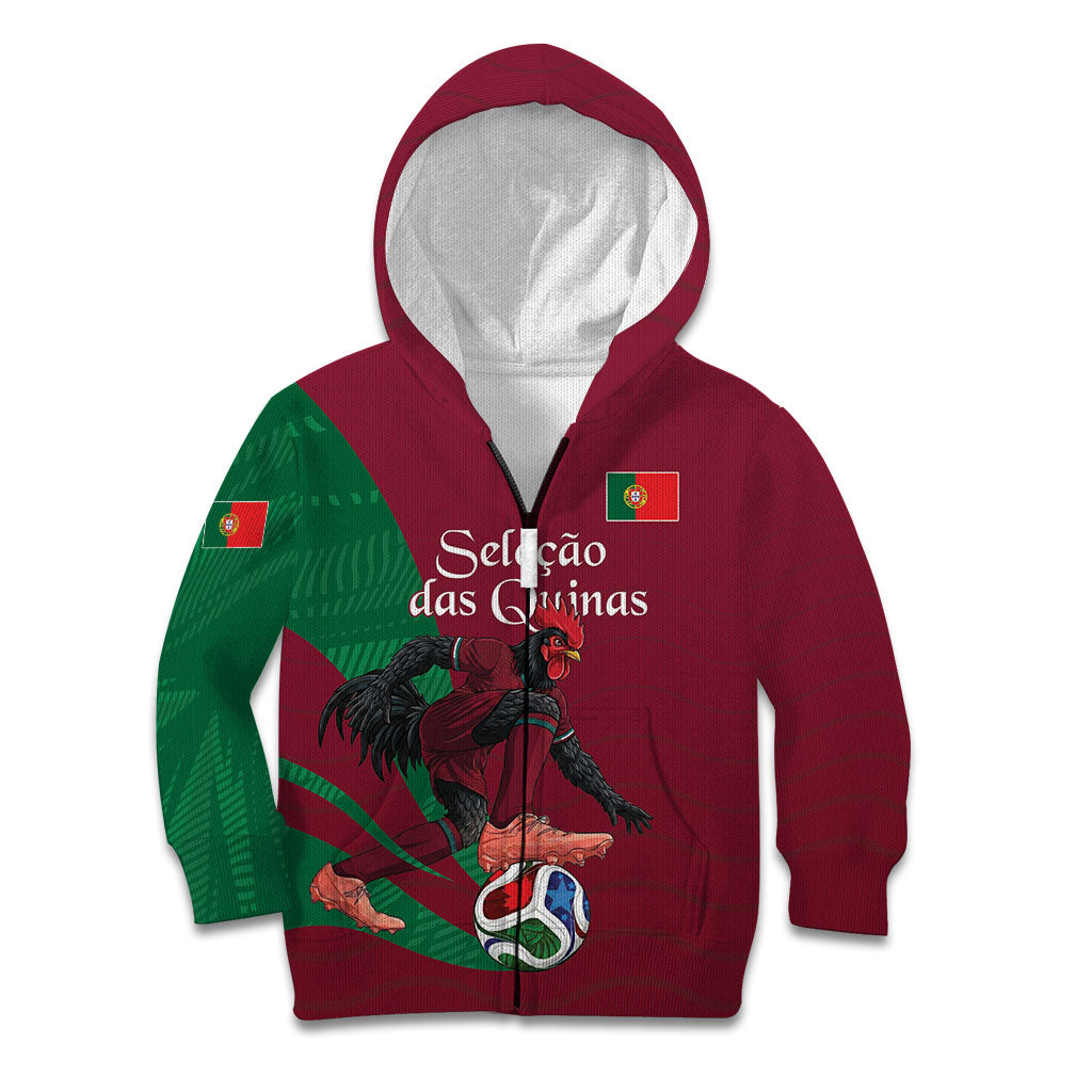 Personalized Portugal Football Selecao Das Quinas Kid Hoodie Iconic Soccer Player Illustration With Portugal Flag
