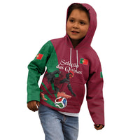 Personalized Portugal Football Selecao Das Quinas Kid Hoodie Iconic Soccer Player Illustration With Portugal Flag