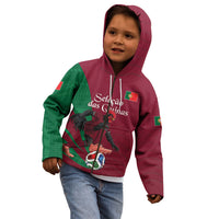 Personalized Portugal Football Selecao Das Quinas Kid Hoodie Iconic Soccer Player Illustration With Portugal Flag