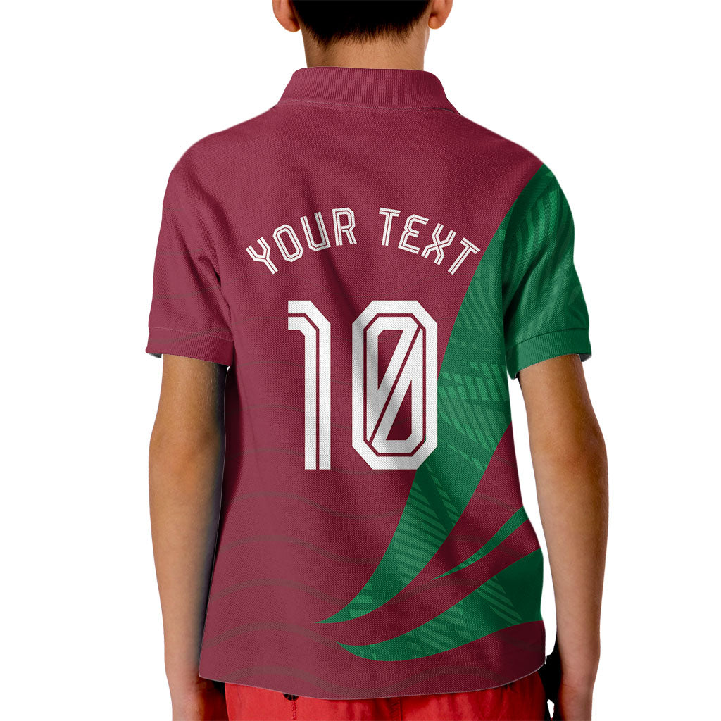 Personalized Portugal Football Selecao Das Quinas Kid Polo Shirt Iconic Soccer Player Illustration With Portugal Flag