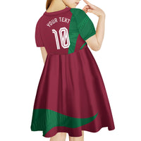 Personalized Portugal Football Selecao Das Quinas Kid Short Sleeve Dress Iconic Soccer Player Illustration With Portugal Flag