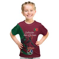 Personalized Portugal Football Selecao Das Quinas Kid T Shirt Iconic Soccer Player Illustration With Portugal Flag