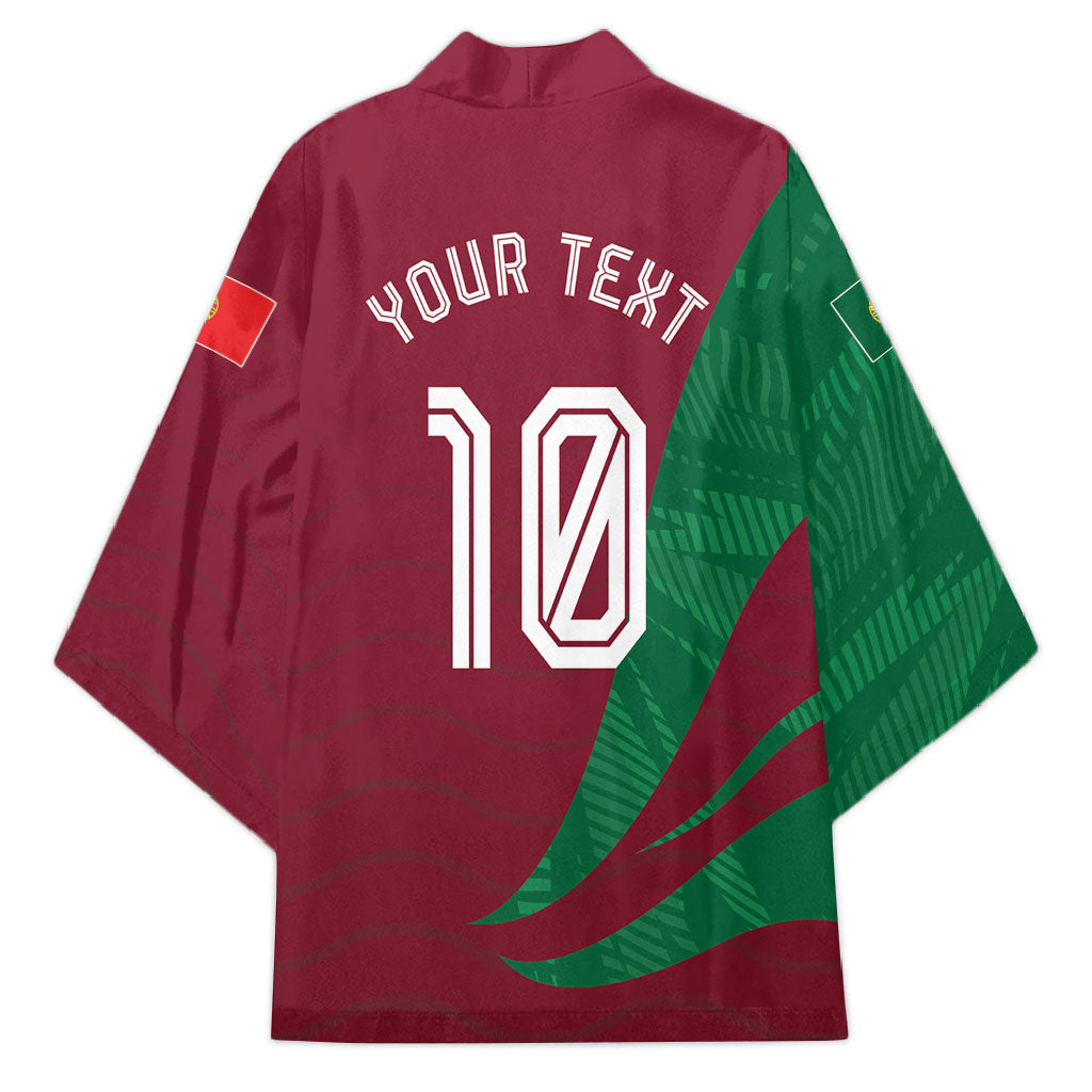 Personalized Portugal Football Selecao Das Quinas Kimono Iconic Soccer Player Illustration With Portugal Flag
