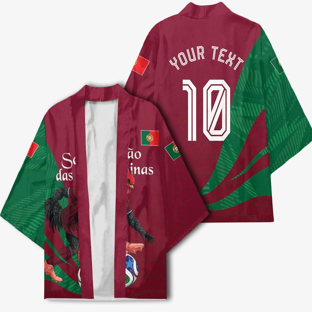 Personalized Portugal Football Selecao Das Quinas Kimono Iconic Soccer Player Illustration With Portugal Flag