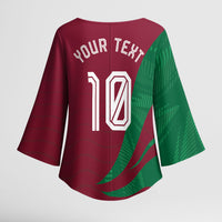 Personalized Portugal Football Selecao Das Quinas Kimono Sleeve Blouse Iconic Soccer Player Illustration With Portugal Flag