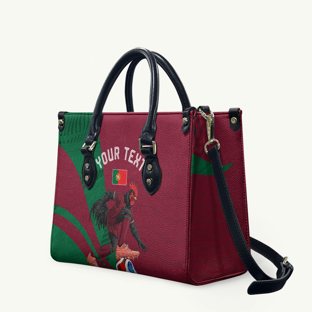 Personalized Portugal Football Selecao Das Quinas Leather Bag Iconic Soccer Player Illustration With Portugal Flag