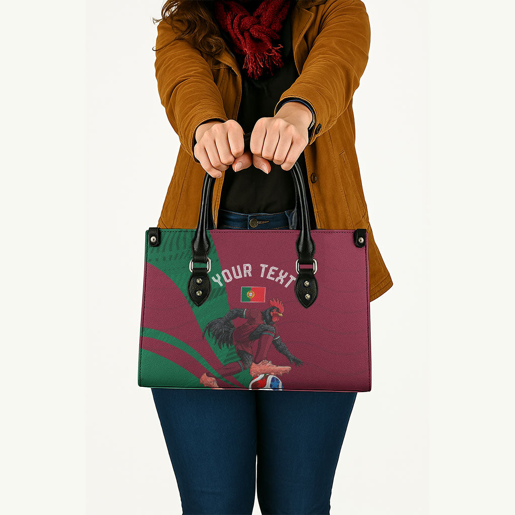 Personalized Portugal Football Selecao Das Quinas Leather Bag Iconic Soccer Player Illustration With Portugal Flag