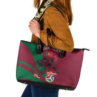 Personalized Portugal Football Selecao Das Quinas Leather Tote Bag Iconic Soccer Player Illustration With Portugal Flag