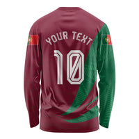 Personalized Portugal Football Selecao Das Quinas Long Sleeve Shirt Iconic Soccer Player Illustration With Portugal Flag